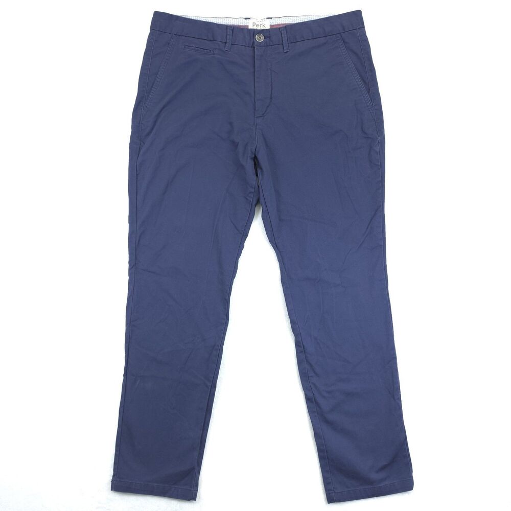 Perk Slim Fit Stretch Mens 38x32 Blue Chino